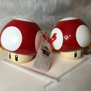 Super Mario Nintendo World Red Character “Toad” single Cup with Straw NWT